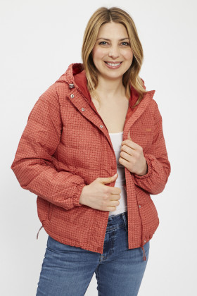 Veste doudoune rouge à motifs