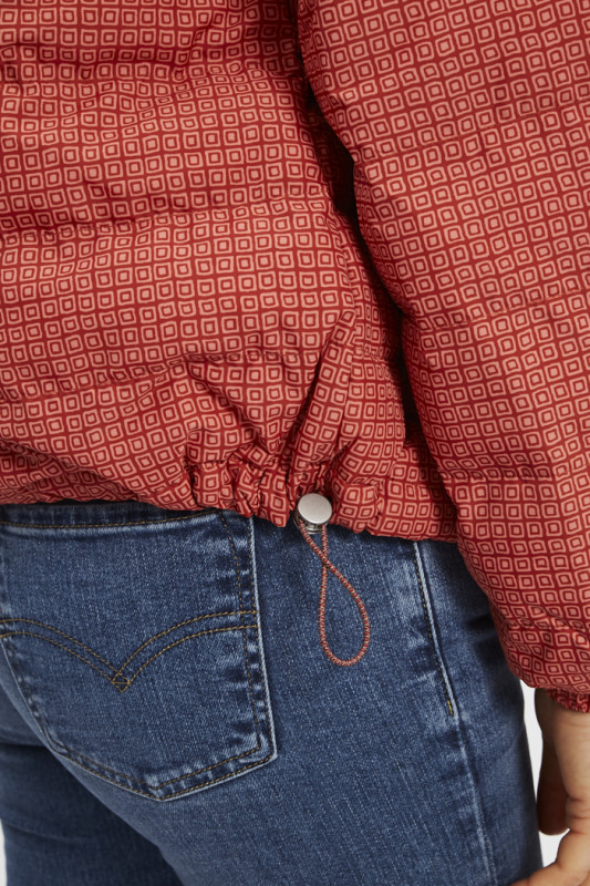 Veste doudoune rouge à motifs en polyester