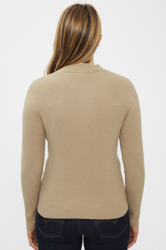 Pull ras du cou Travertine manches longues