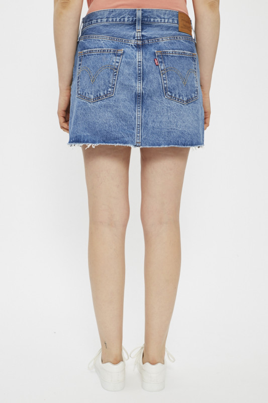 Jupe Icône bleu denim délavé en coton