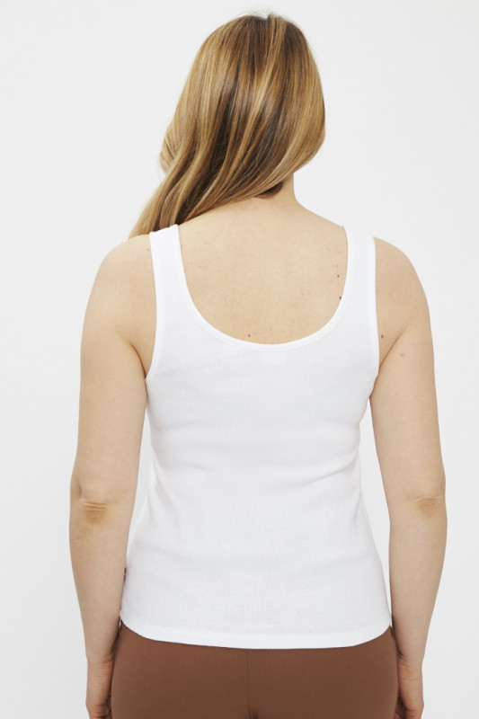 Débardeur blanc côtelé