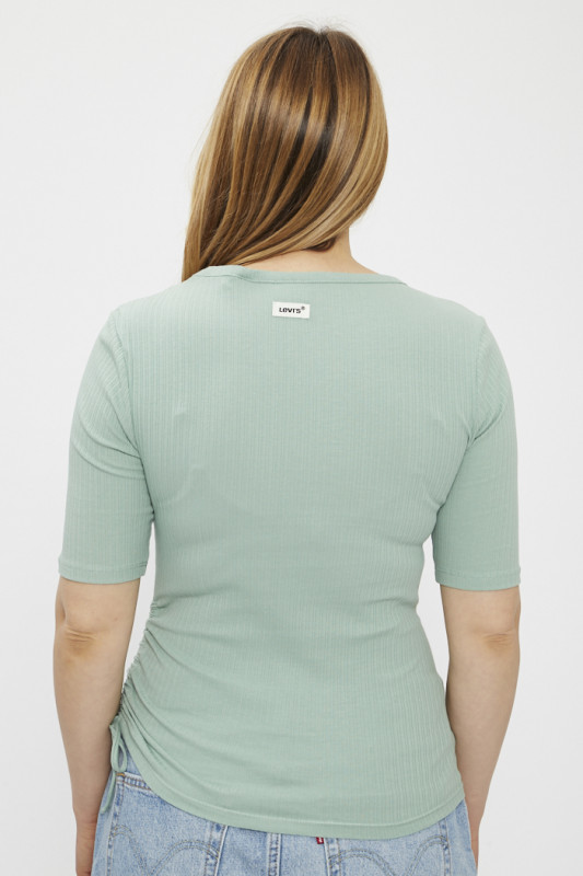 T-shirt vert fantaisie col rond