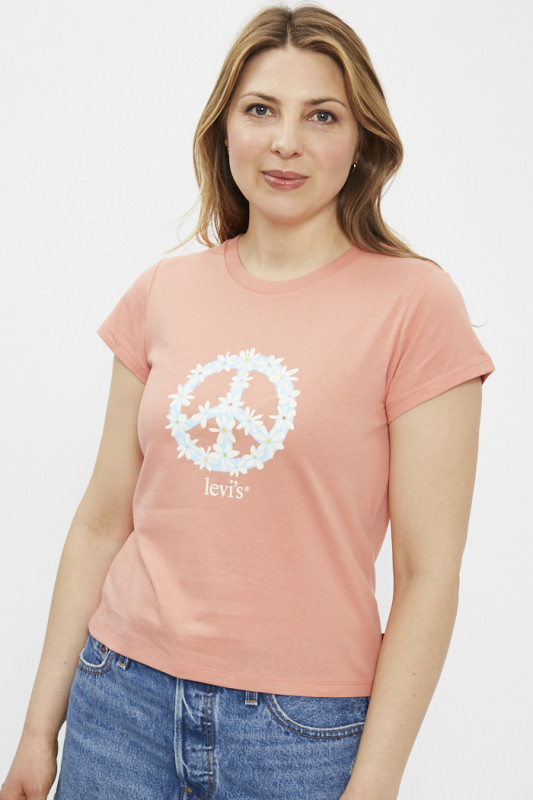 T-shirt graphic authentic symbole Paix orange pour femme
