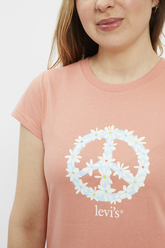 T-shirt graphic authentic symbole Paix orange en coton