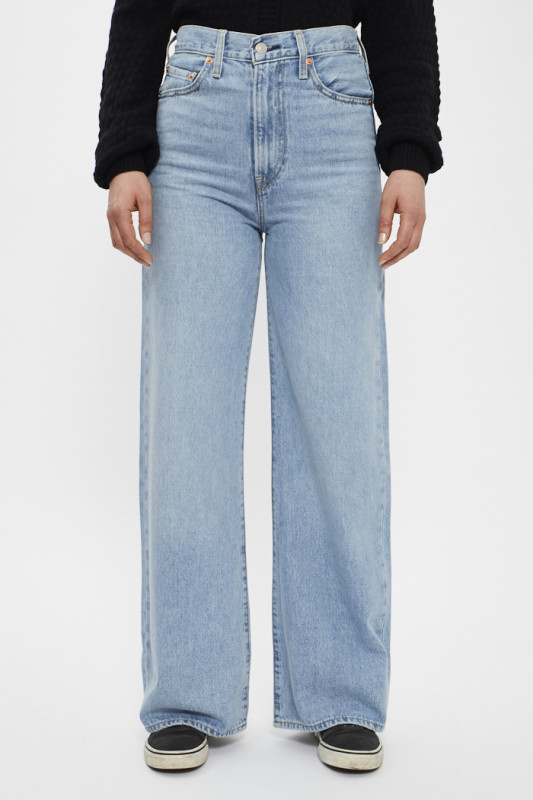 Jean ribcage Wide Leg délavé pour femme