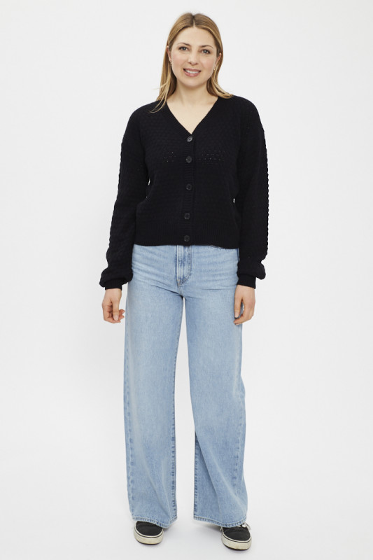 Jean ribcage Wide Leg délavé en coton