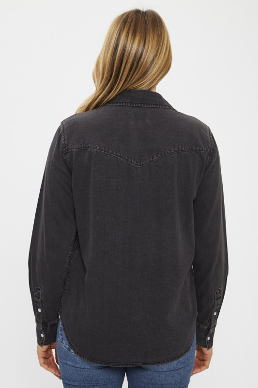 Chemise inconic western noir délavée