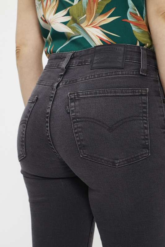 Jeans 721 skinny taille haute noir en coton mélangé