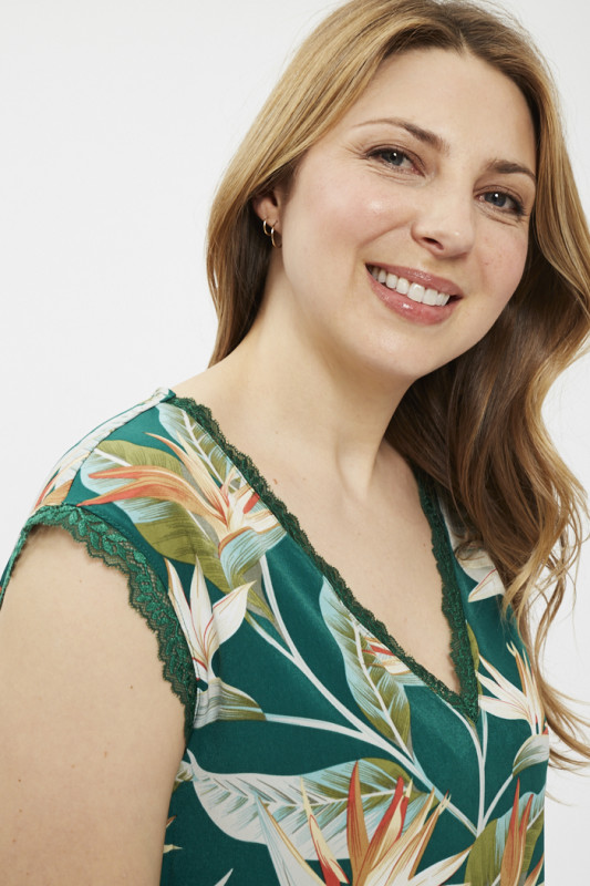 Blouse verte imprimé jungle femme Only