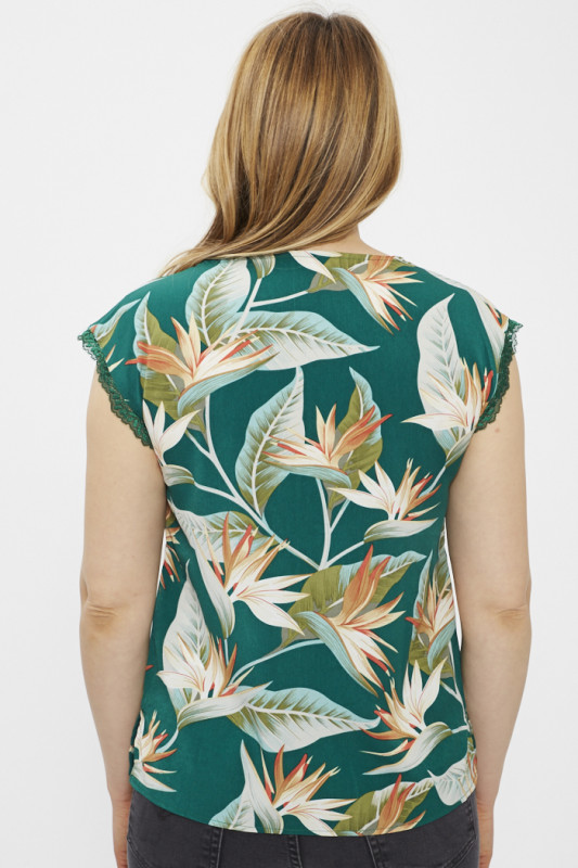 Blouse verte imprimé jungle