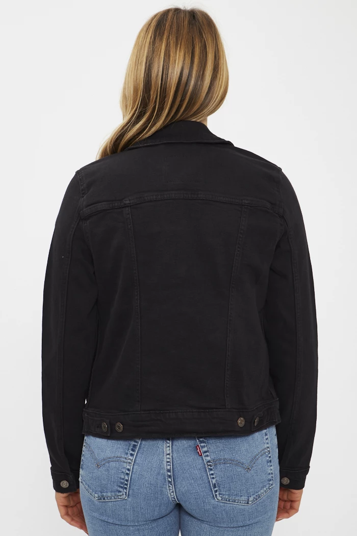 Veste en jean longue noir femme best sale