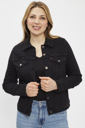 Veste en jeans Original Trucker noir délavé femme