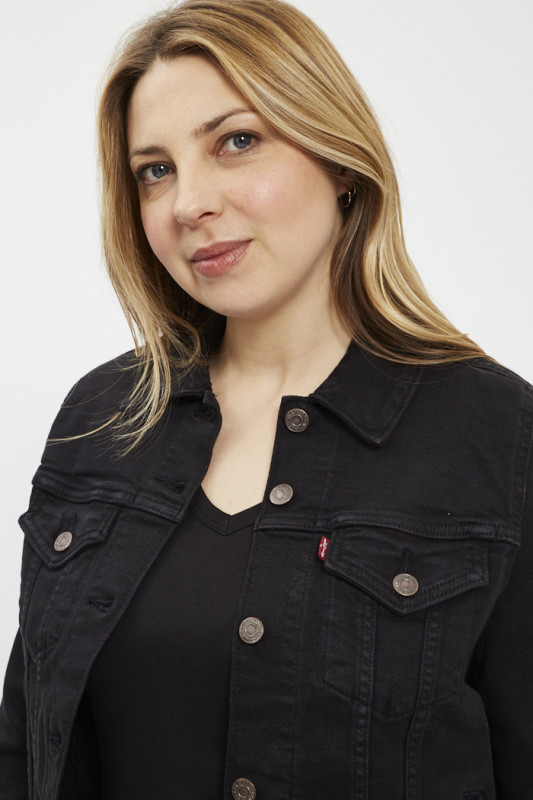 Veste en jeans Original Trucker noir délavé en coton mélangé