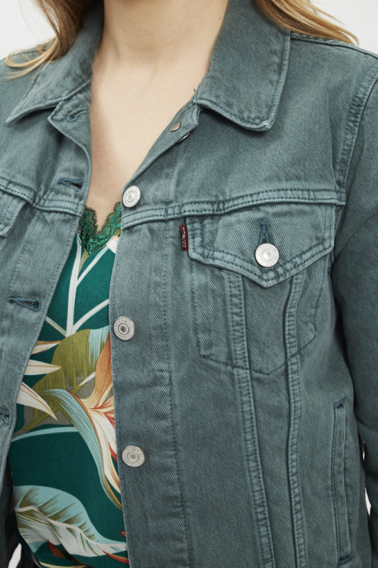 Veste Original Trucker vert sapin en coton femme