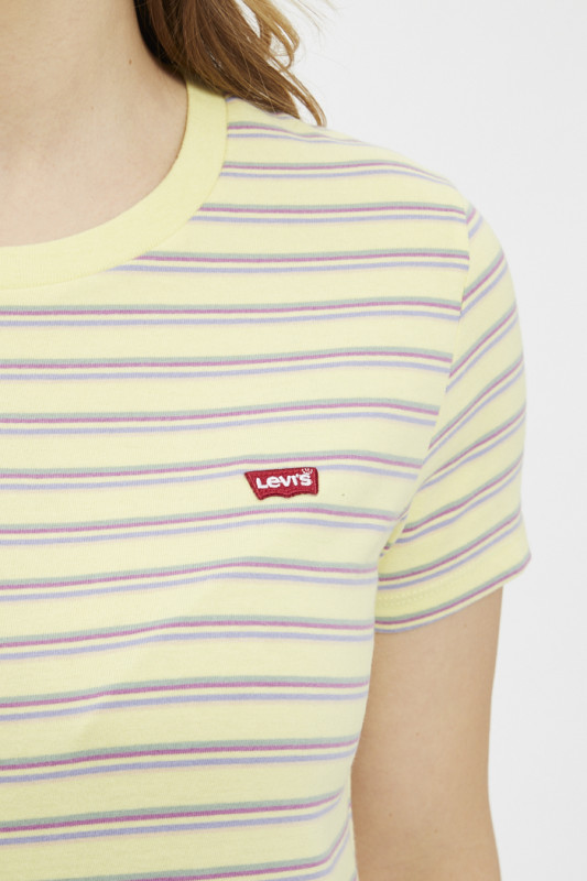 T-shirt Perfect jaune poudré à rayures en coton