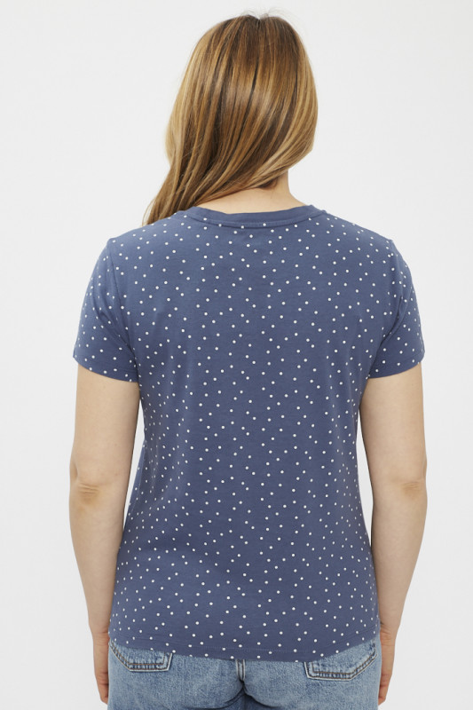 T-shirt Perfect bleu indigo à pois femme