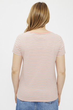 T-shirt Perfect à rayures orange corail et indigo femme