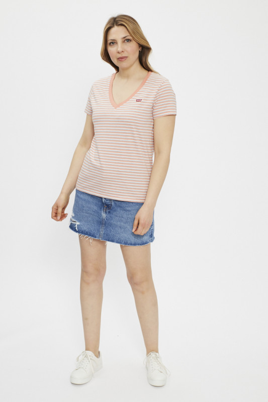 T-shirt Perfect à rayures orange corail et indigo levi's femme