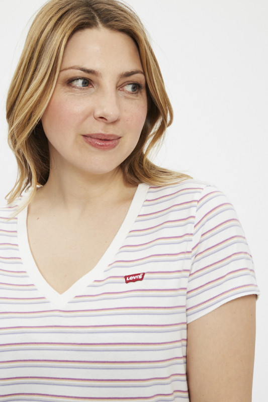 T-shirt Perfect à rayures multicolores en coton