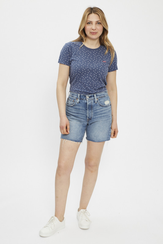 Short 501 mi-cuisse bleu indigo levi's femme