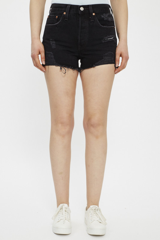 Short 501 Original noir délavé effet usé pour femme