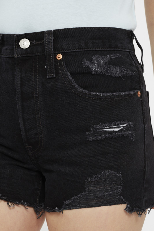 Short 501 Original noir délavé effet usé en coton