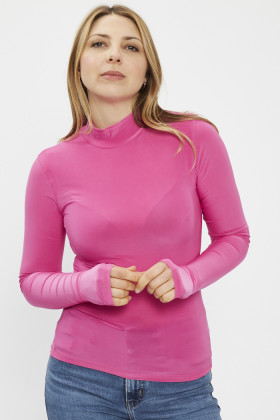 T-shirt manches longues, col montant