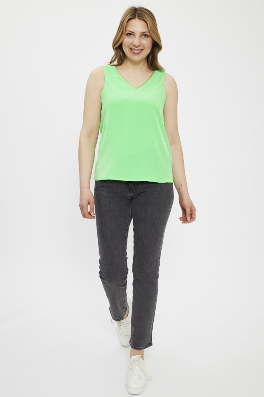 top vert sans manches col V Only femme