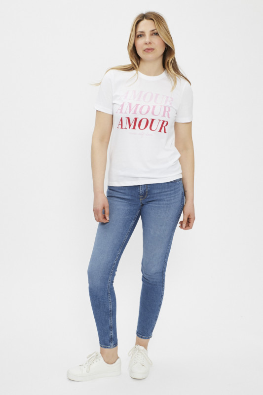 T-shirt blanc Amour manches courtes femme Only