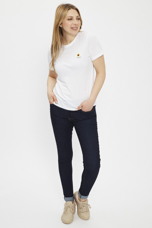 T-shirt blanc brodé Tournesol femme Only