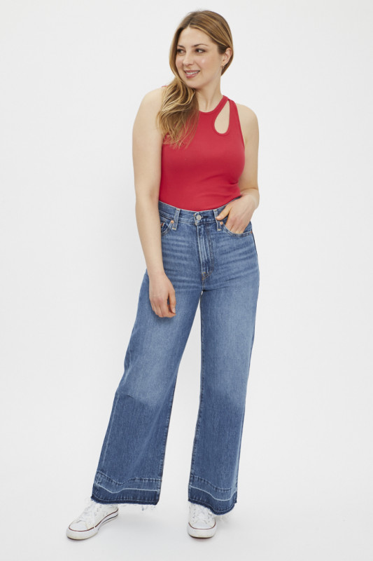 Jeans ribcage wide leg délavé