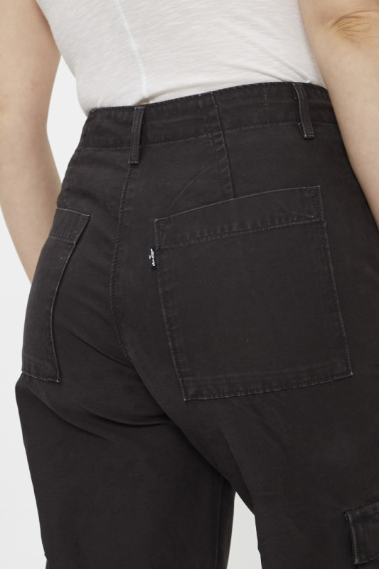 Pantalon baggy cargo noir femme
