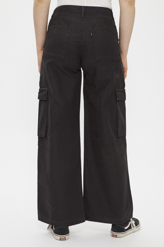 Pantalon baggy cargo noir en coton