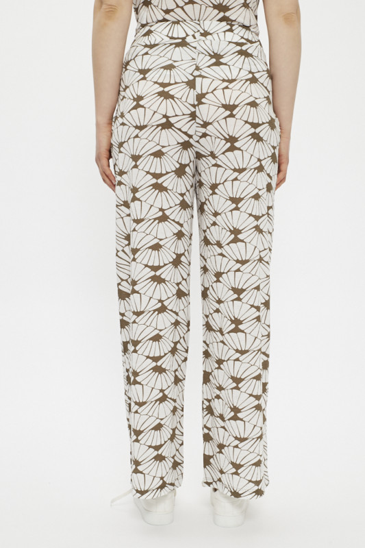 Pantalon fluide Palazzo marron et blanc femme Jacqueline de Yong