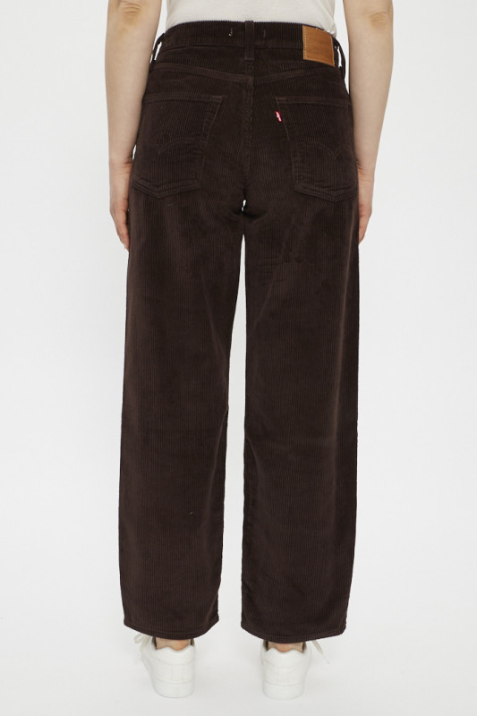 Jeans baggy velours marron en coton 