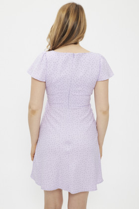 Robe flottante Skylar parme à fleurs manches courtes