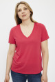 T-shirt col V magenta