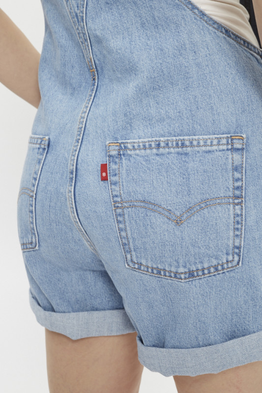 Combishort vintage bleu délavé en coton