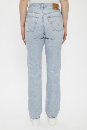 Jeans 501 délavé avec empiècemens tissus en coton