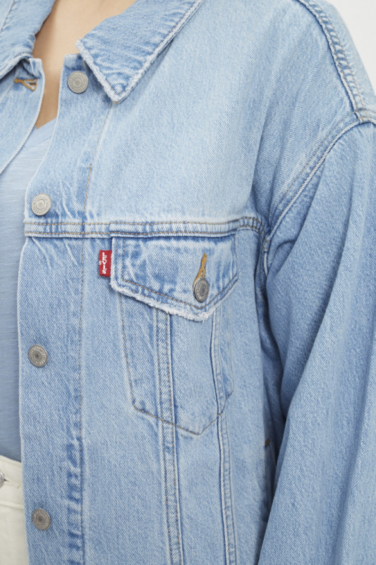 Veste en jeans oversize bleu denim femme