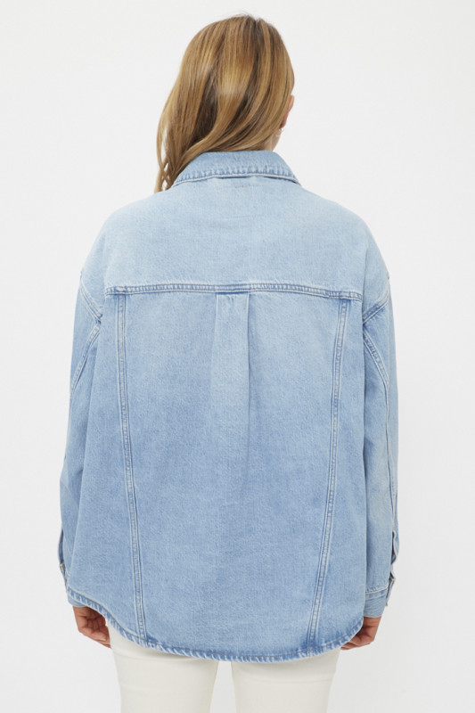 Veste en jeans oversize bleu denim en coton