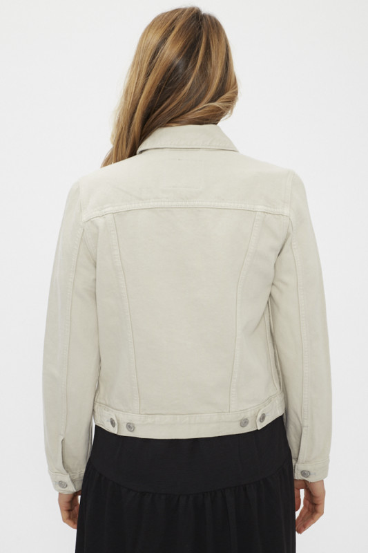 Veste en jeans coton et chanvre beige manches longues