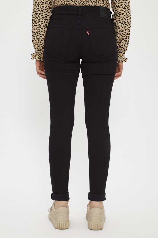 Jeans 711 noir double boutons en coton mélangé