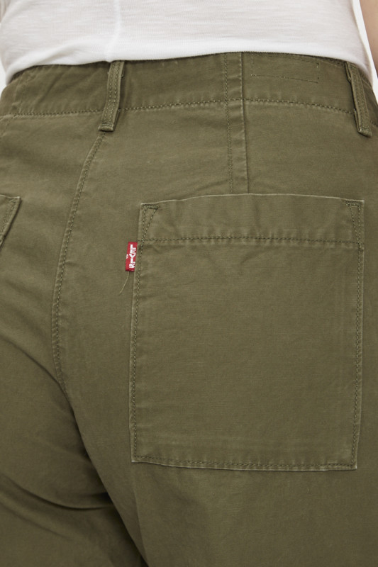 Pantalon cargo baggy olive femme