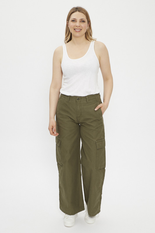 Pantalon cargo baggy olive femme levi's