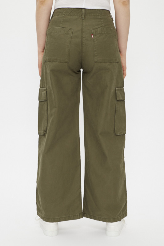 Pantalon cargo baggy olive en coton