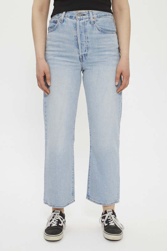 Jeans ribcage bleu indigo délavé