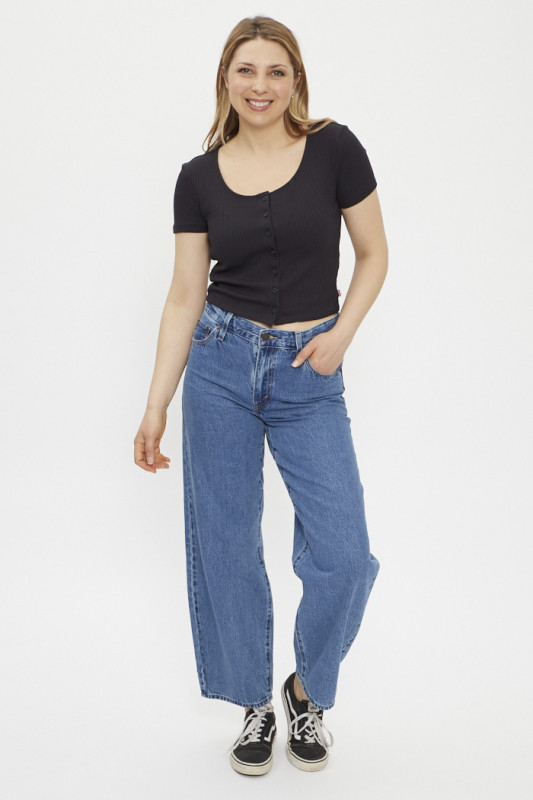 Jeans Baggy dad medium indigo femme