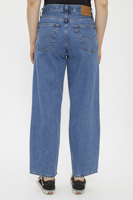 Jeans Baggy dad medium indigo en coton 