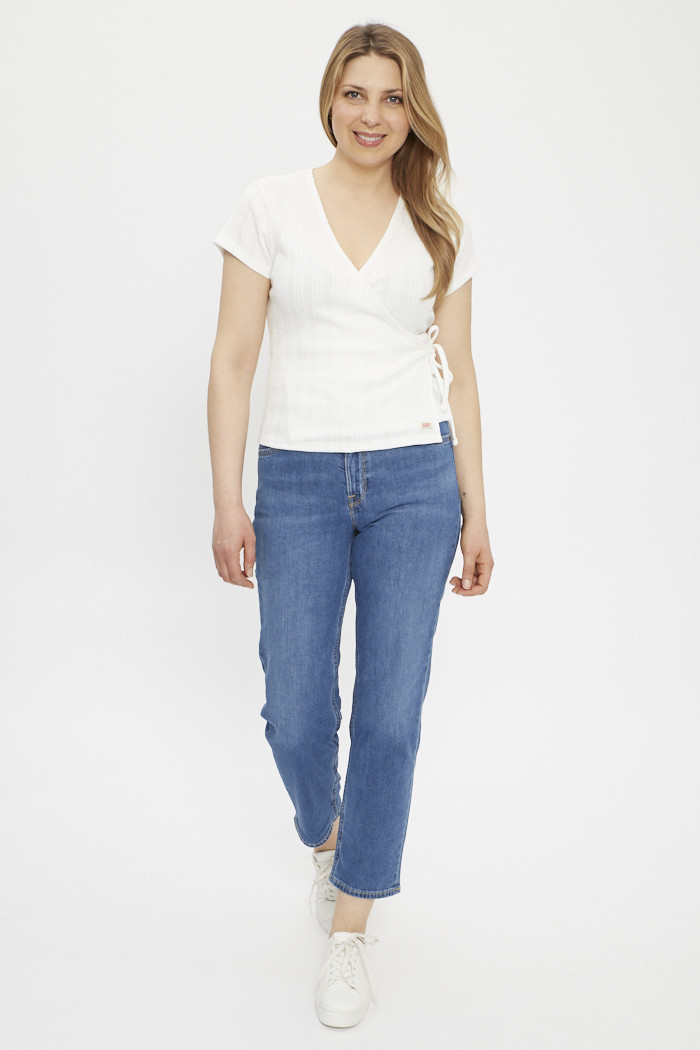 Cache c ur femme en maille Pointelle blanc Levi s Destock Jeans